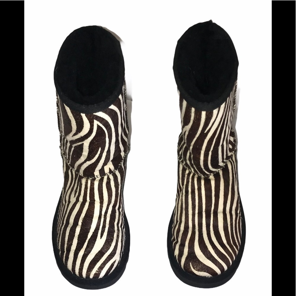 UGG Short Exotic Zebra print pony hair boots. Size 6 GUC - Picture 2 of 12